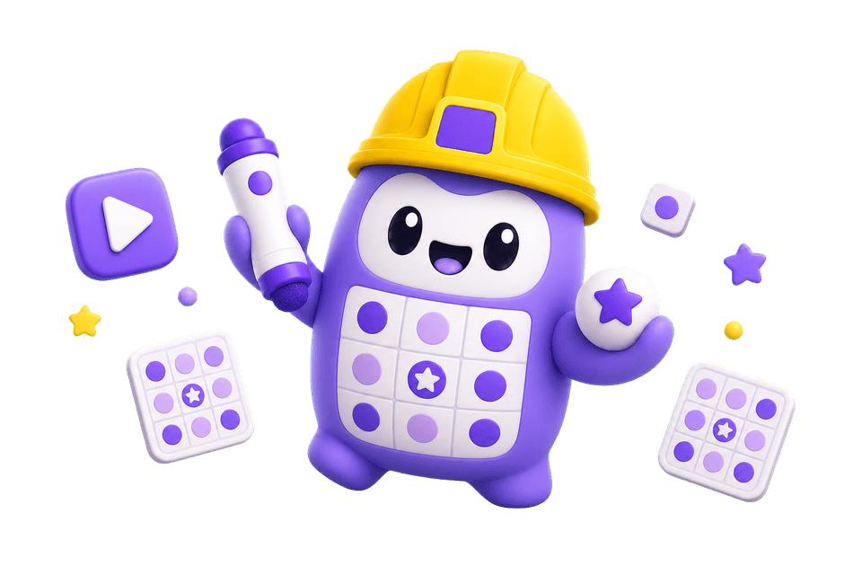 Mascot hosting a virtual bingo game
