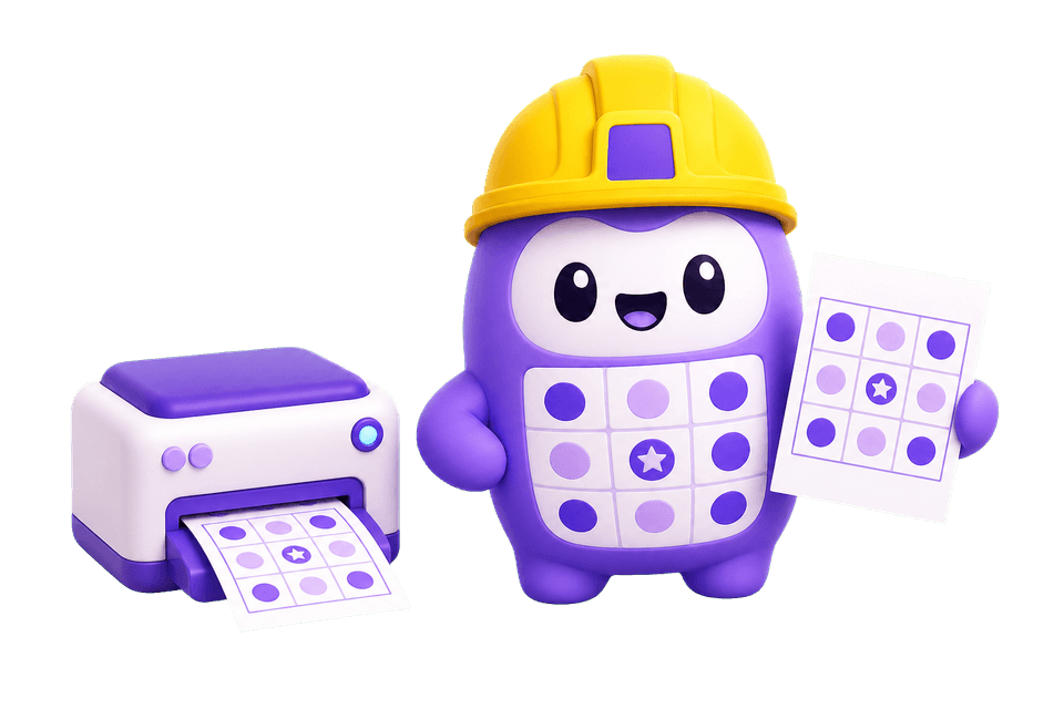 Mascot printing bingo card sheets