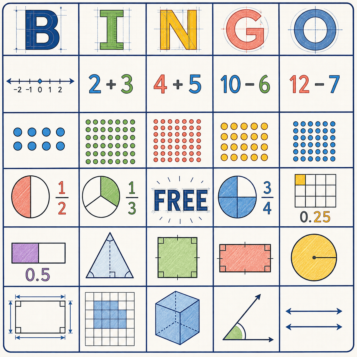 Math Geometry Bingo Card bingo card
