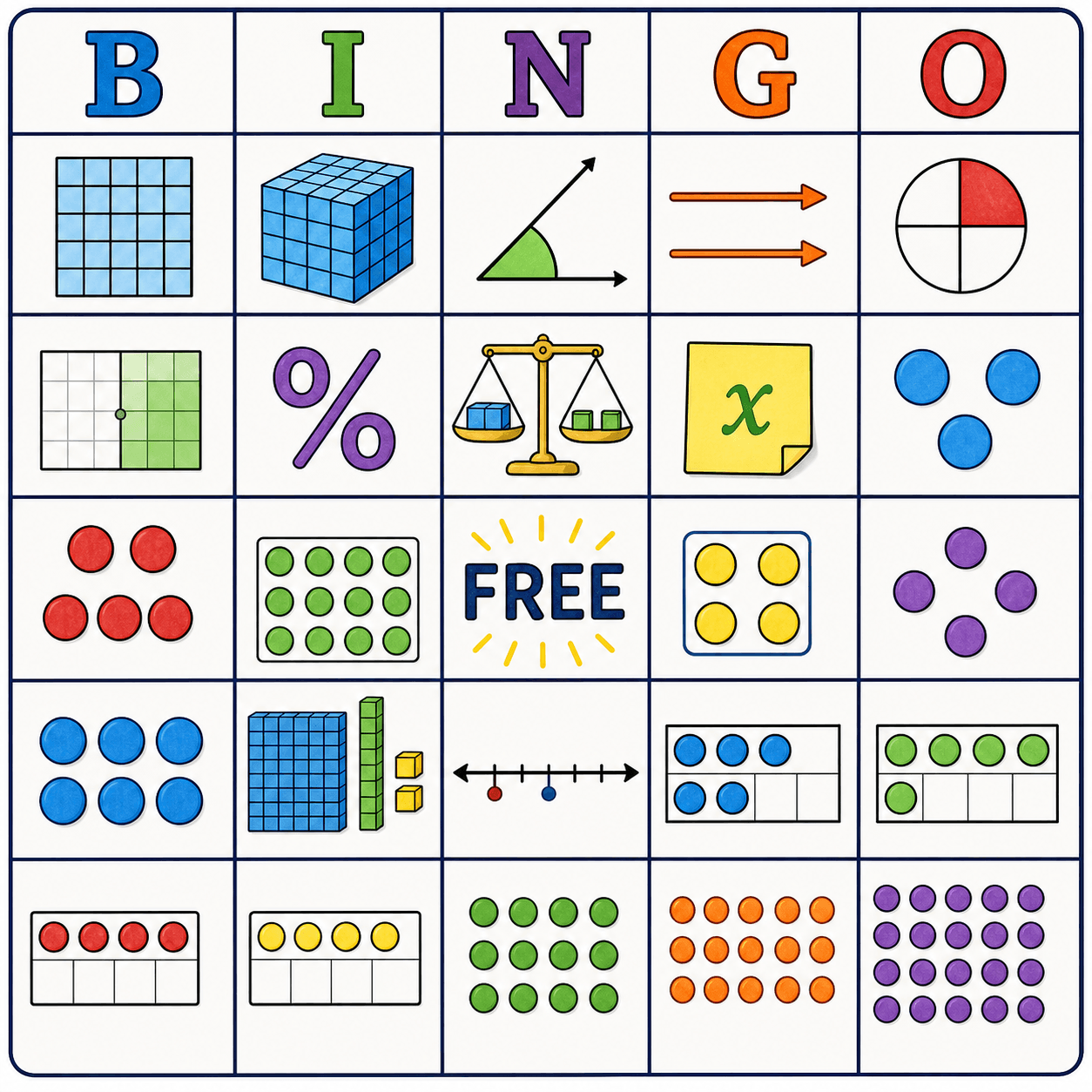 Math Number Sense Bingo Card bingo card