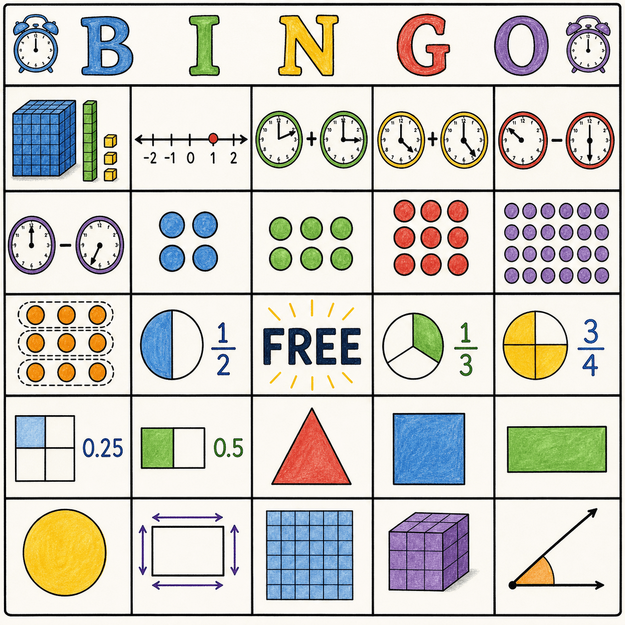 Math Time Bingo Card bingo card