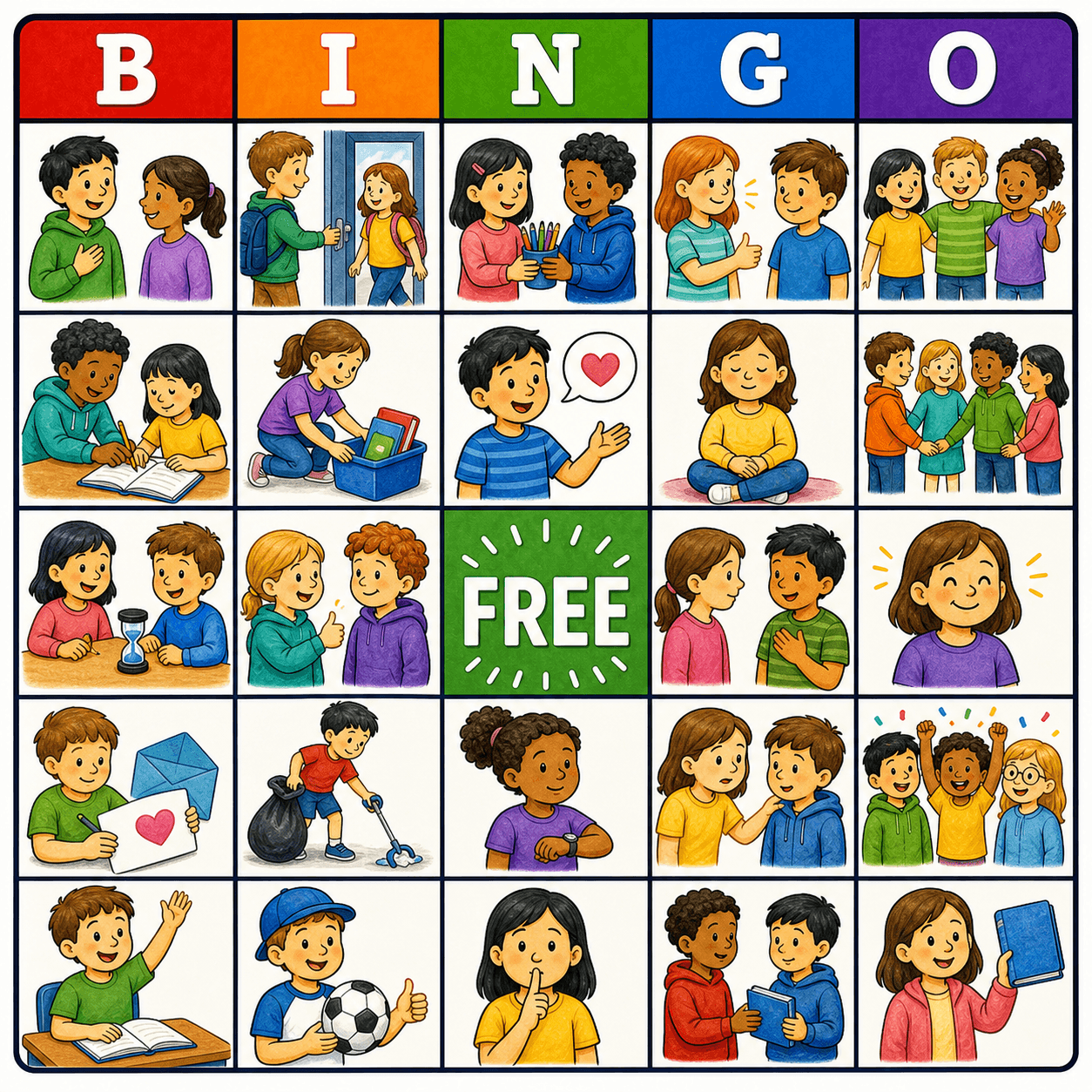 Classroom Kindness Bingo Card bingo card
