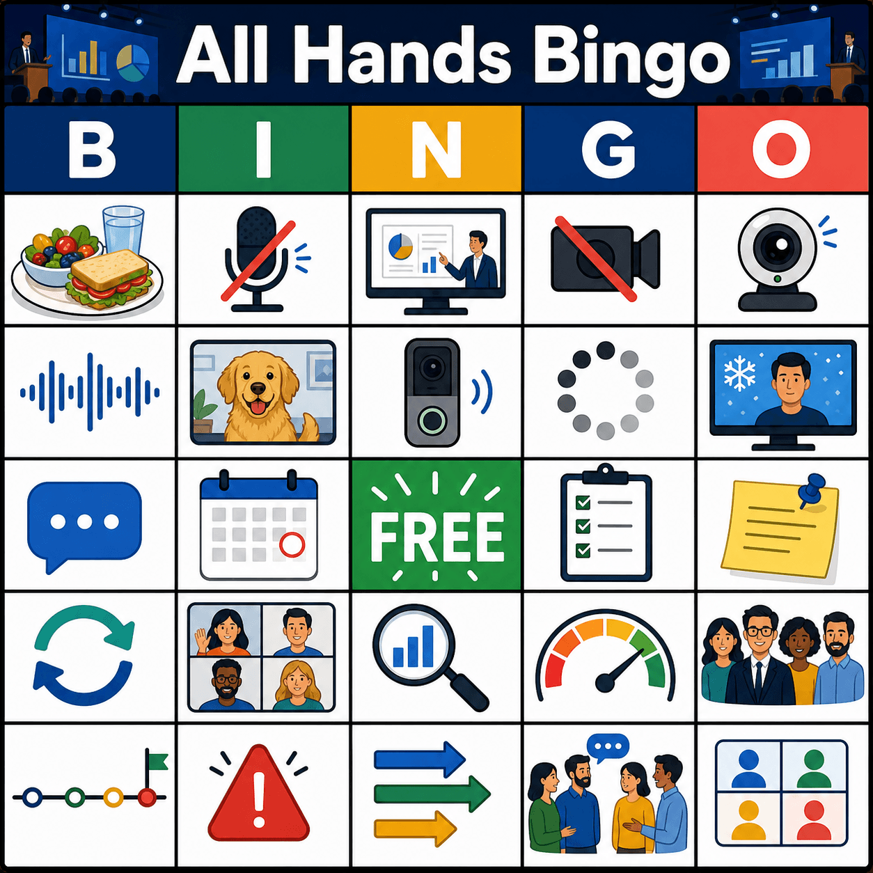 Work from Home All Hands Bingo Card bingo card