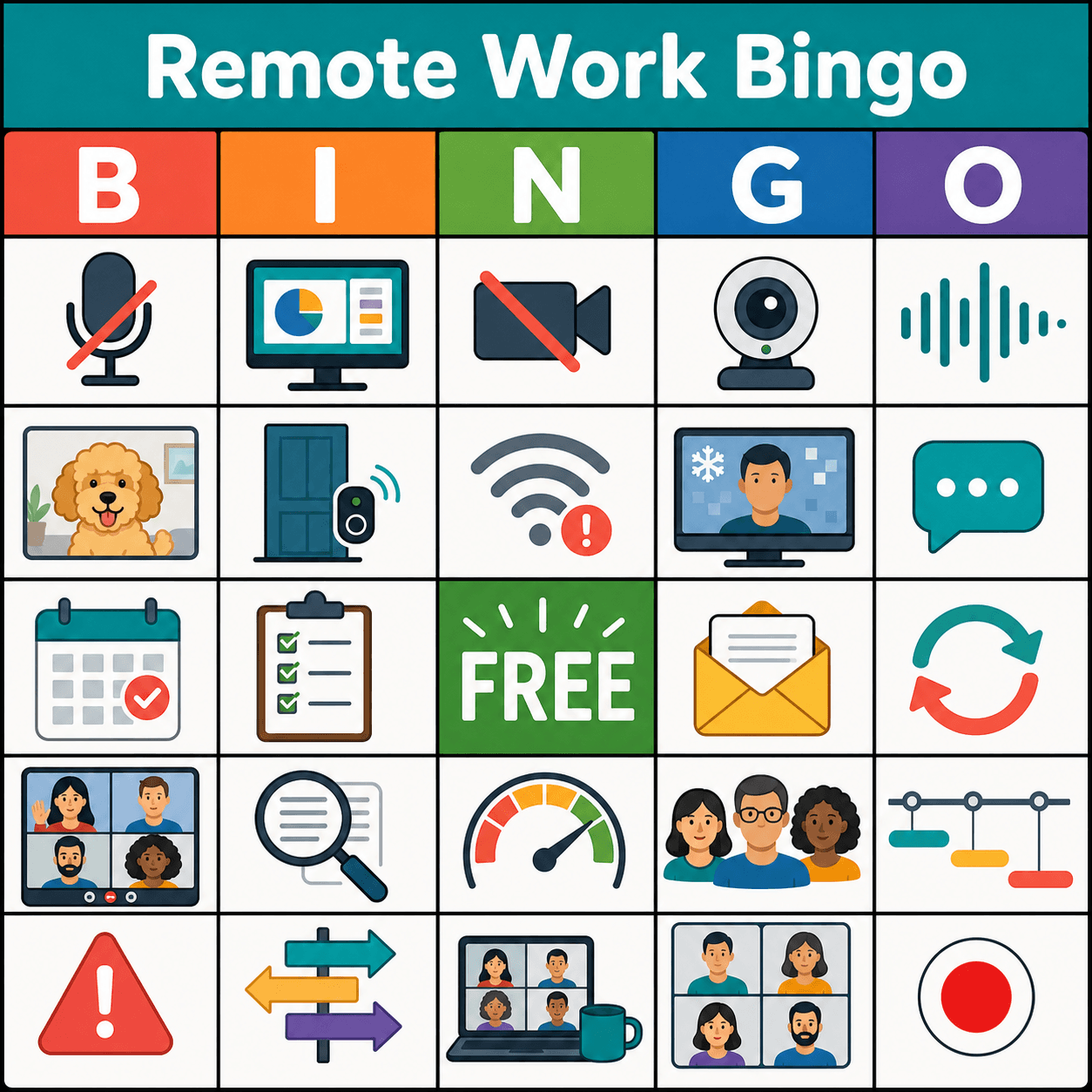 Work from Home Remote Work Bingo Card bingo card